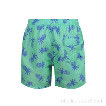 Patroon 100% polyester zwembroek Groene boardshort